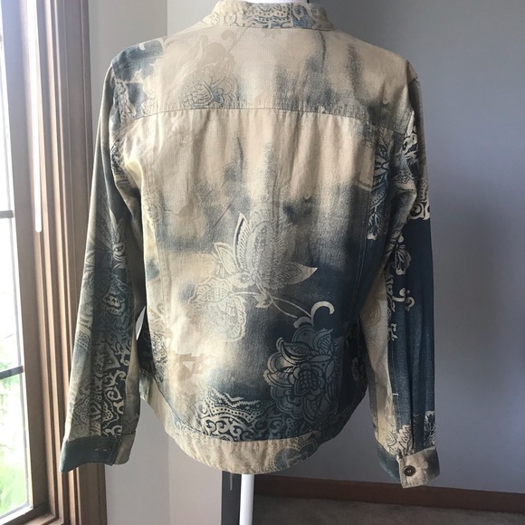 Tan/Teal Lightweight Jacket w/Beaded Details - Picture 4 of 7